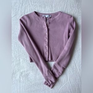 Zara lavender cropped button down top size small